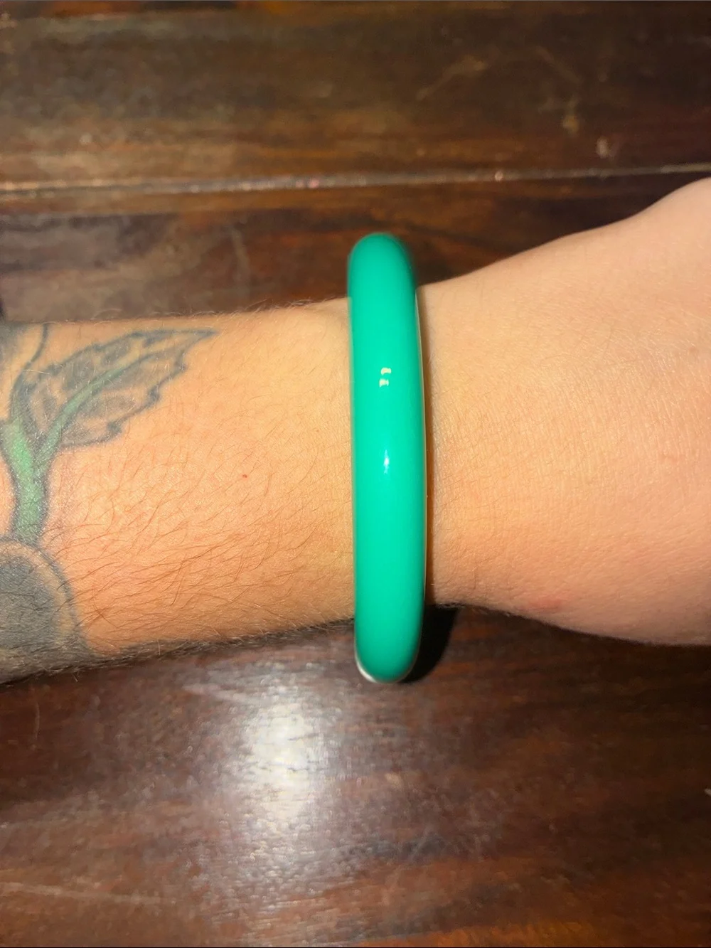 Green White and Turquoise Colored Resin Bangle Bracelets Set of 3 - Unbranded